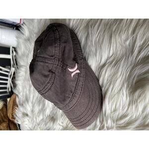 Hurley Brown Military Style Cap with Pink Embroidery